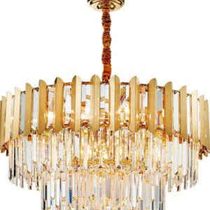 Elegant modern gold and black crystal chandelier