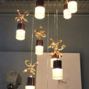 Suspended glass cylinder chandelier